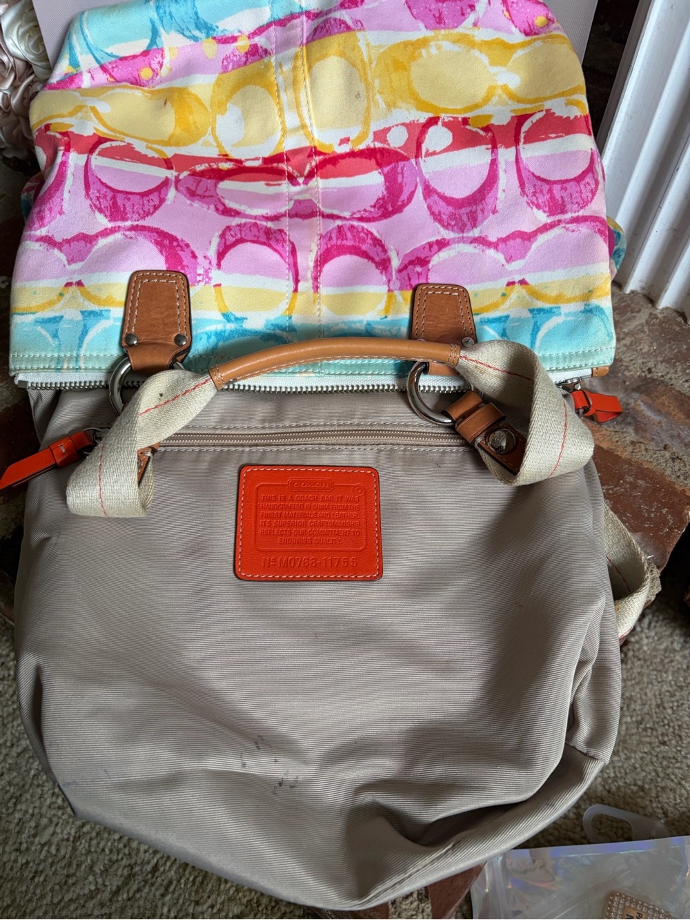 Coach Hamptons Weekend tote ft. a multicolored watercolor canvas w/ Shoes - Picture 12 of 15